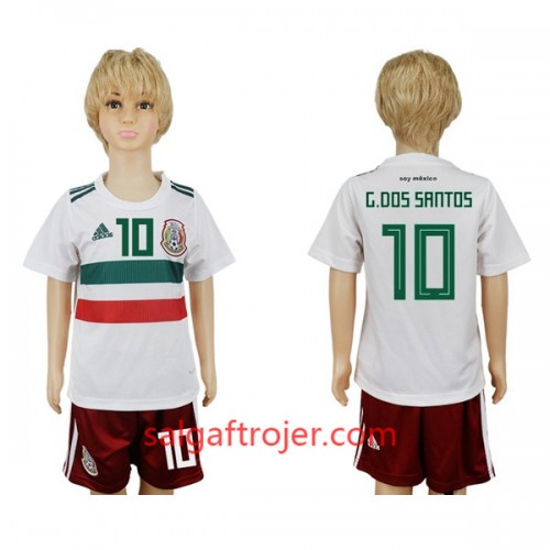 Mexico Fodboldtrøjer G.Dos Santos 10 Børn Udebanesæt VM 2018 Mexico Fodboldtrøjer G.Dos Santos 10 Børn Udebanesæt VM 2018